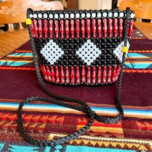 Handmade Daimond Pattern Beaded Crossbody Bag - Reminds Me of Las Vegas!